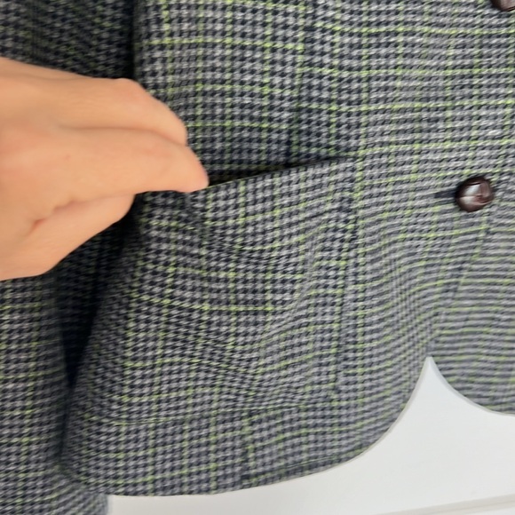 Wool blend blazer size EU38 grey green padded elbow NWOT pockets front lined - Picture 9 of 17